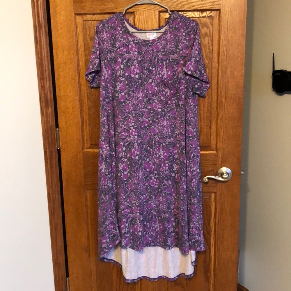Lularoe XL Purple Print Carly Dress NWOT